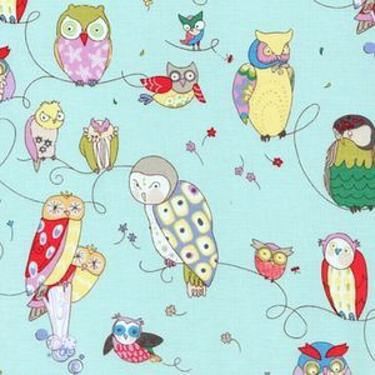 Spotted Owl lt blue by Alexander Henry Fabrics