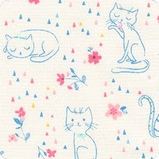 Whiskers and Tails Sketch Kitties in Pastel by Robert Kaufman Fabrics
